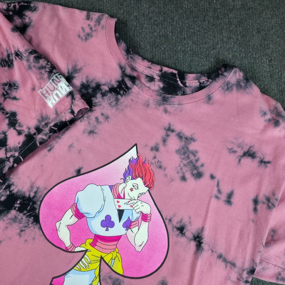 Hypland Hunter x Hunter T-Shirt Mens L Pink Hisoka Tie Dye Streetwear Anime Tee